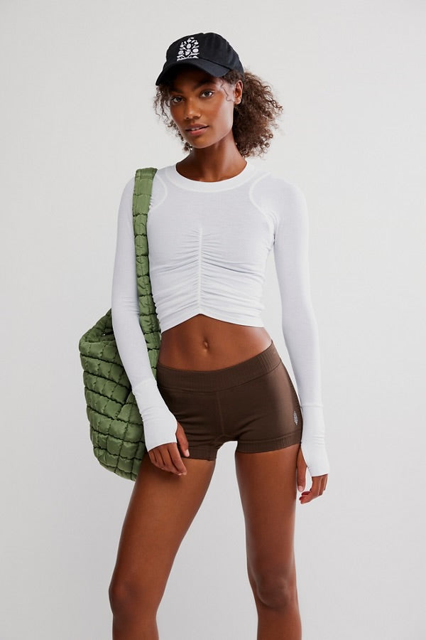 FREE PEOPLE TEMPO RUCHED TOP - WHITE
