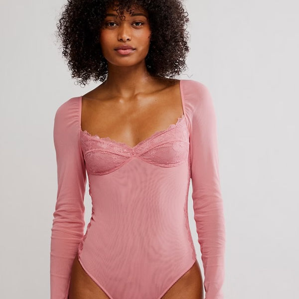 FREE PEOPLE SUDDENLY FINE BODYSUIT - GLOWING MAUVE