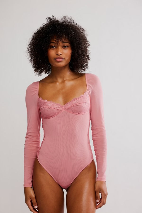 FREE PEOPLE SUDDENLY FINE BODYSUIT - GLOWING MAUVE