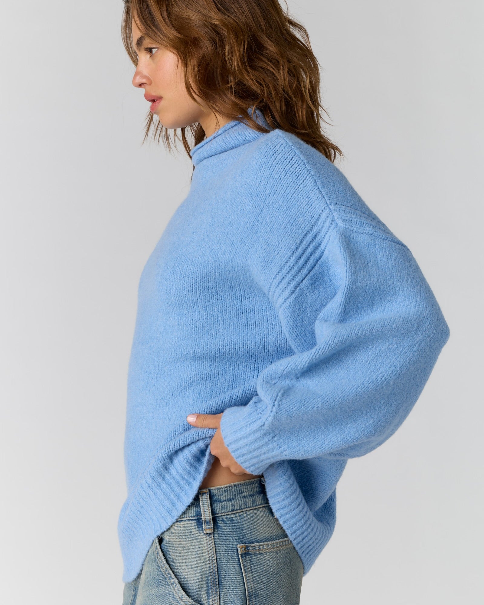 FREE PEOPLE BEAUMONT TUNIC - POWDER BLUE MELANGE