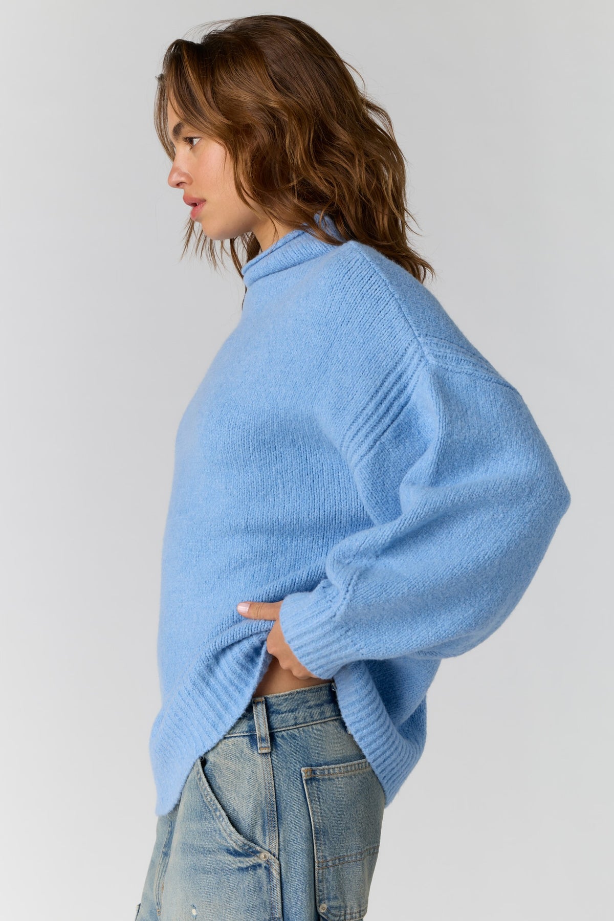 FREE PEOPLE BEAUMONT TUNIC - POWDER BLUE MELANGE