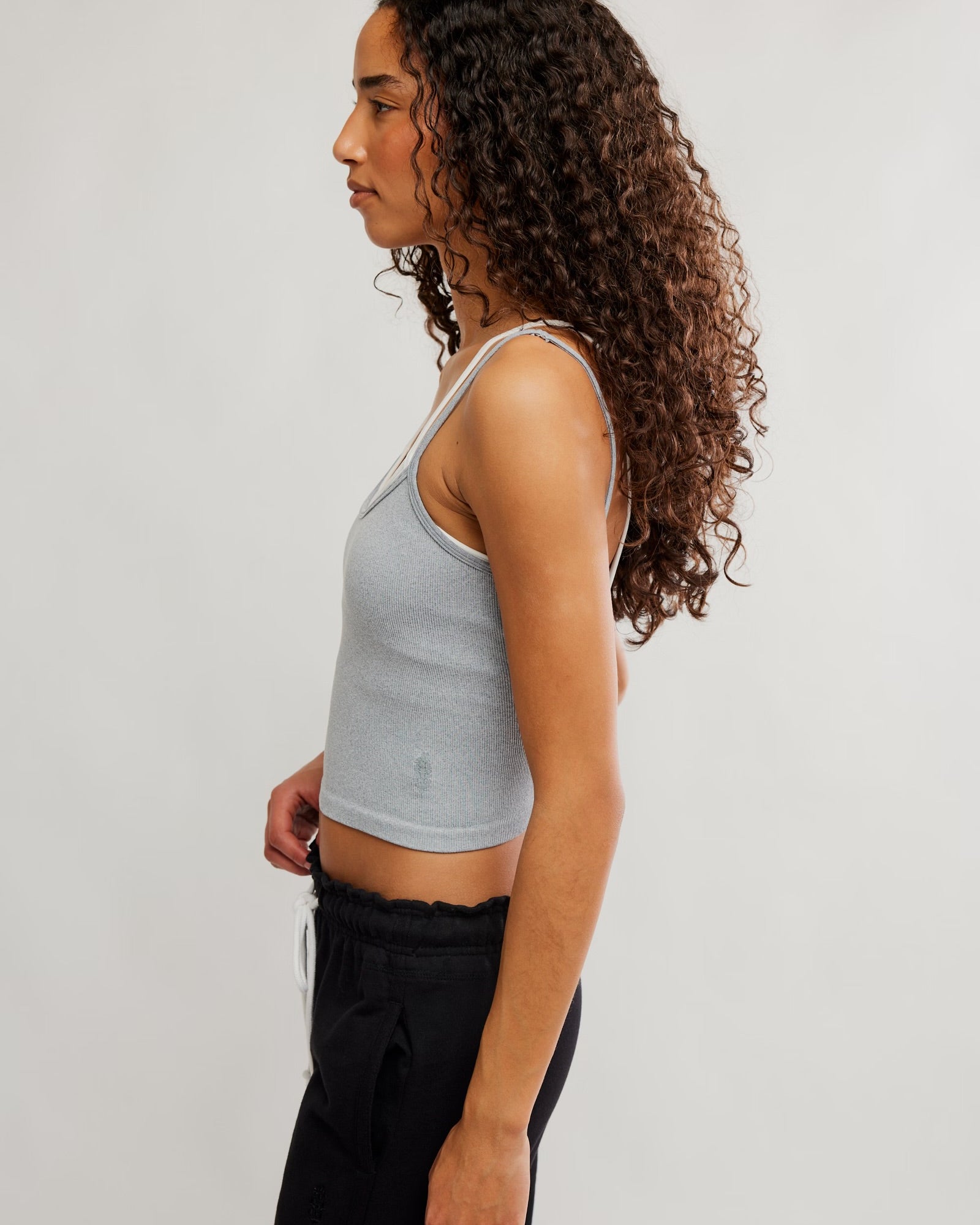 FREE PEOPLE ALL CLEAR COASTLINE CAMI - HEATHER GREY COMBO