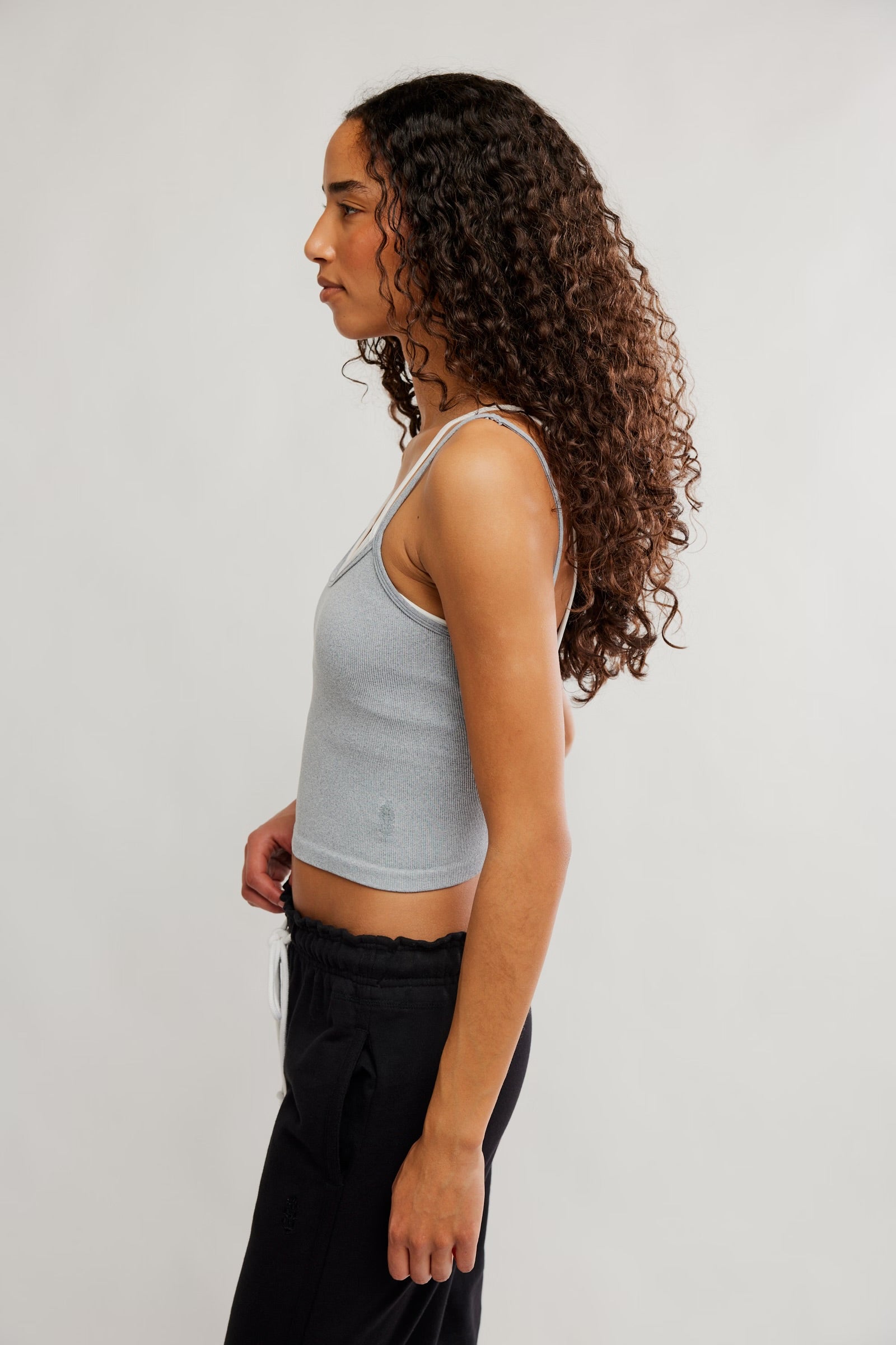 FREE PEOPLE ALL CLEAR COASTLINE CAMI - HEATHER GREY COMBO
