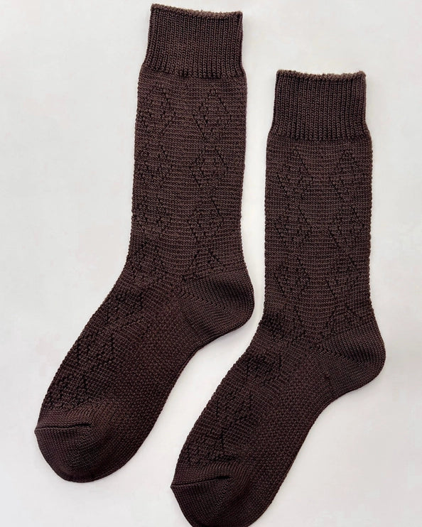 LE BON SHOPPE MODAL EYELET SOCKS - BROWN