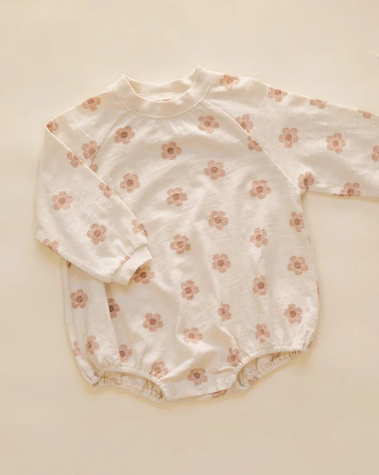RYLEE + CRU CREW NECK ROMPER - PINK DAISIES