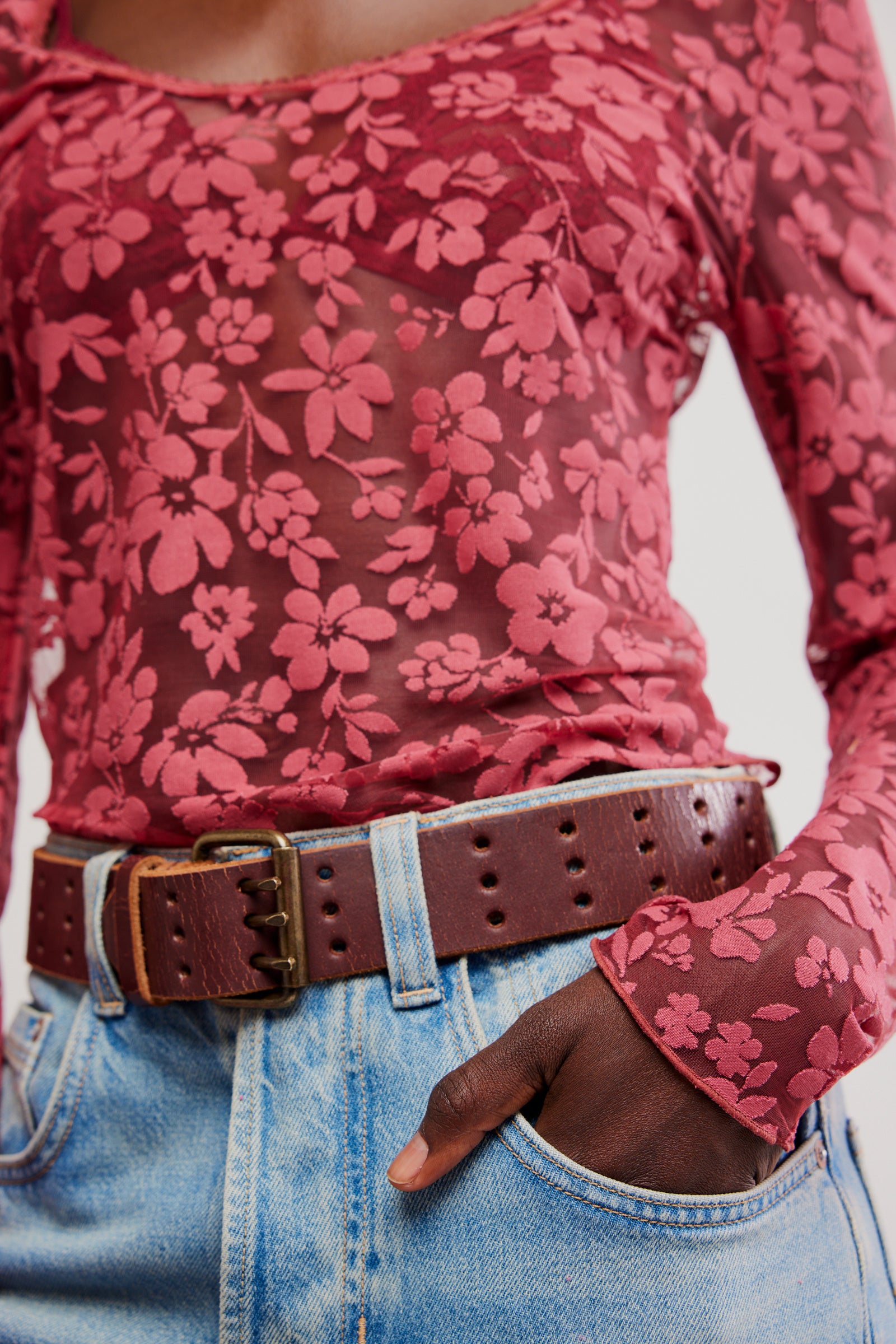 FREE PEOPLE EARLY SUNSETS LAYERING TOP - GARNET ROSE