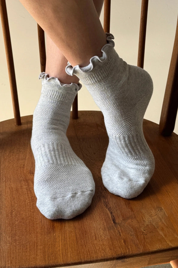 LE BON SHOPPE RUFFLED HUGGER SOCKS - HT GREY