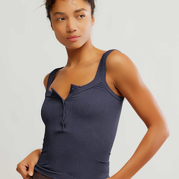 FREE PEOPLE CLEAN SLATE HENLEY TANK - PEACOAT