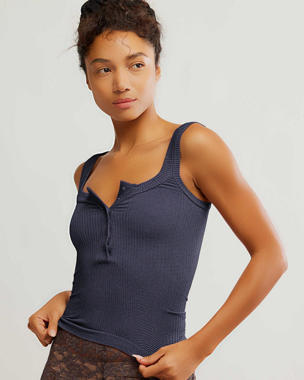 FREE PEOPLE CLEAN SLATE HENLEY TANK - PEACOAT