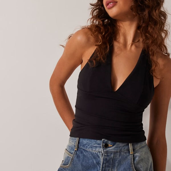 FREE PEOPLE STILL HERE HALTER - BLACK
