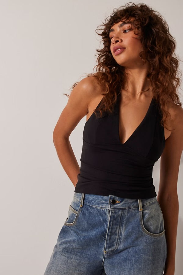 FREE PEOPLE STILL HERE HALTER - BLACK