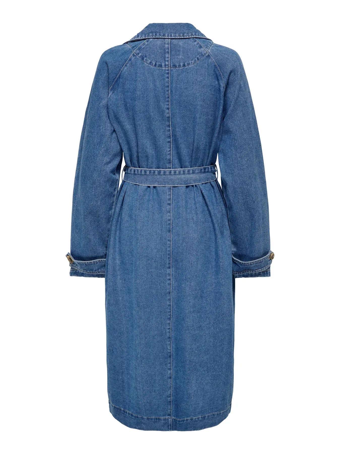 ONLY MALOU BELTED TRENCH COAT - MEDIUM BLUE DENIM