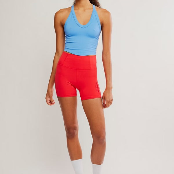 FREE PEOPLE NEVER BETTER SILICONE SHORTS - VICTORY RED