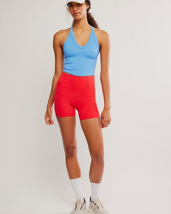 FREE PEOPLE NEVER BETTER SILICONE SHORTS - VICTORY RED