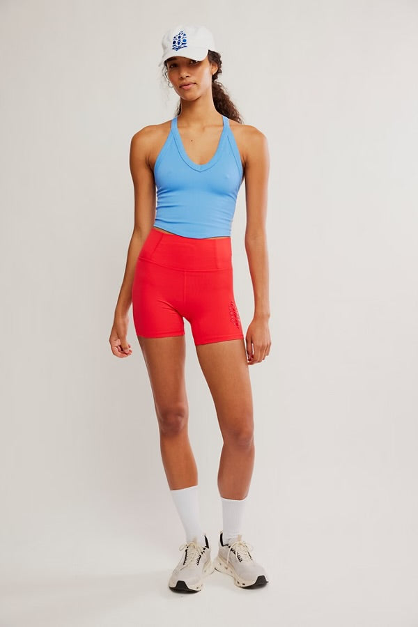 FREE PEOPLE NEVER BETTER SILICONE SHORTS - VICTORY RED
