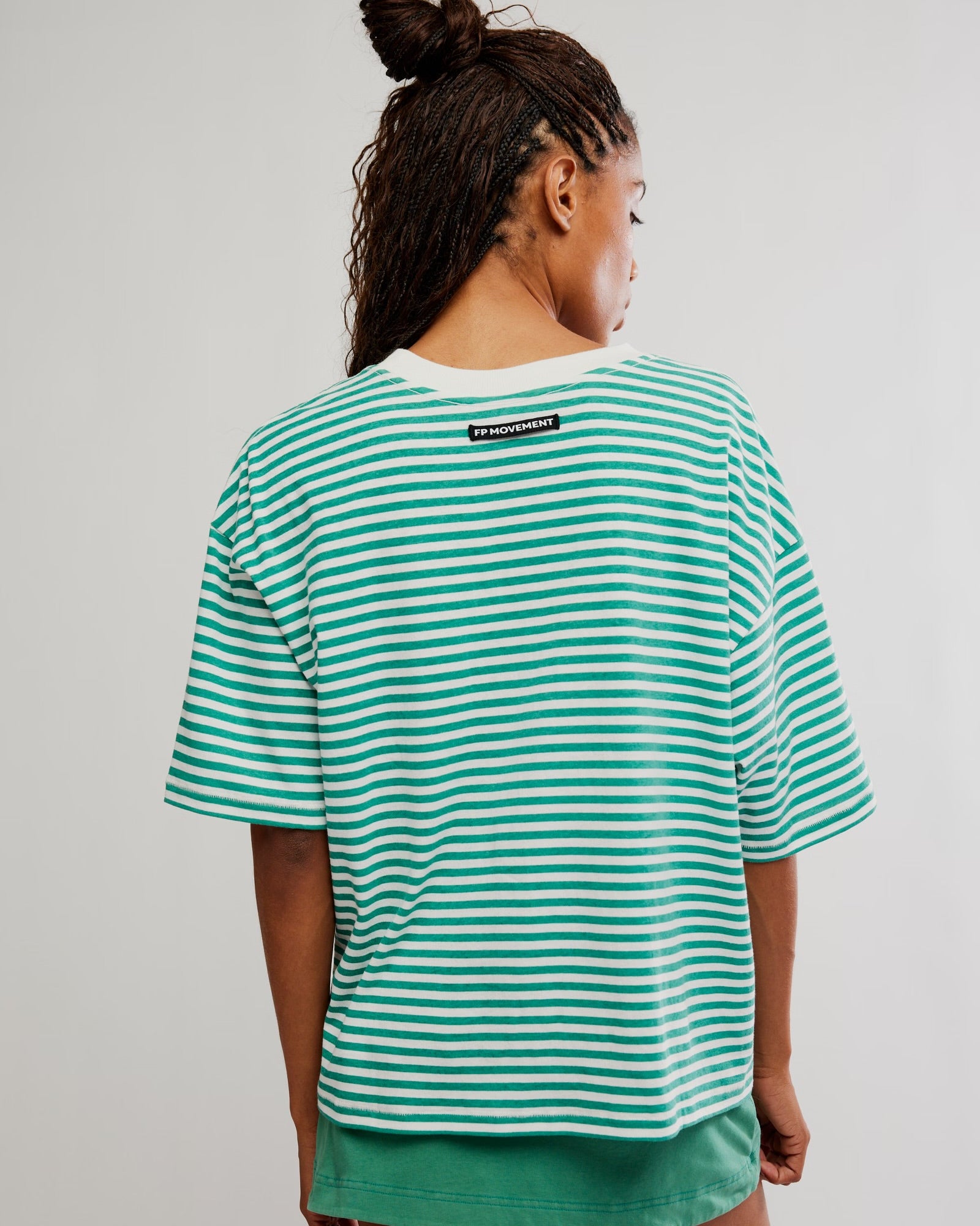 FREE PEOPLE STRIPE TACKLE TEE - GREEN COMBO