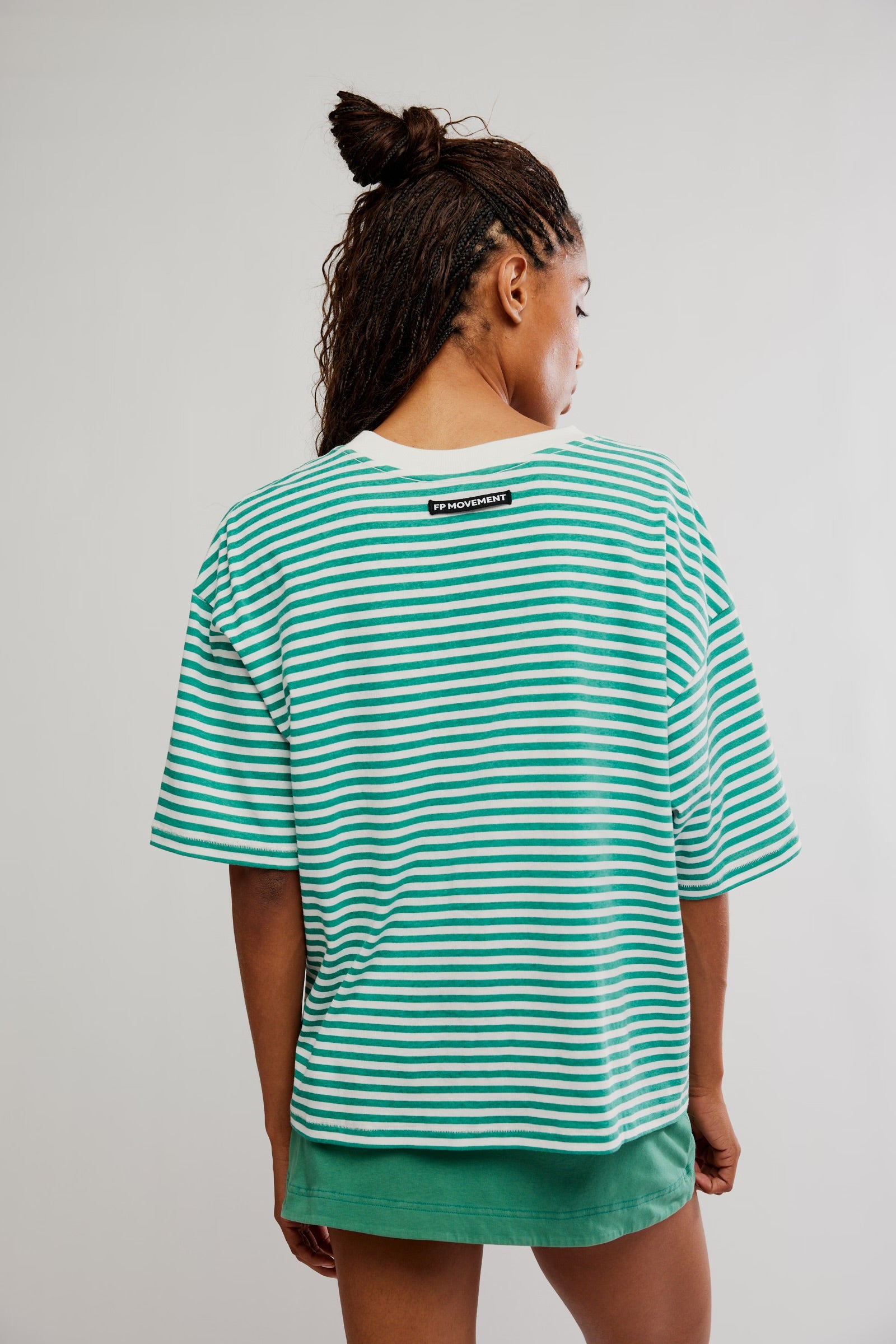 FREE PEOPLE STRIPE TACKLE TEE - GREEN COMBO