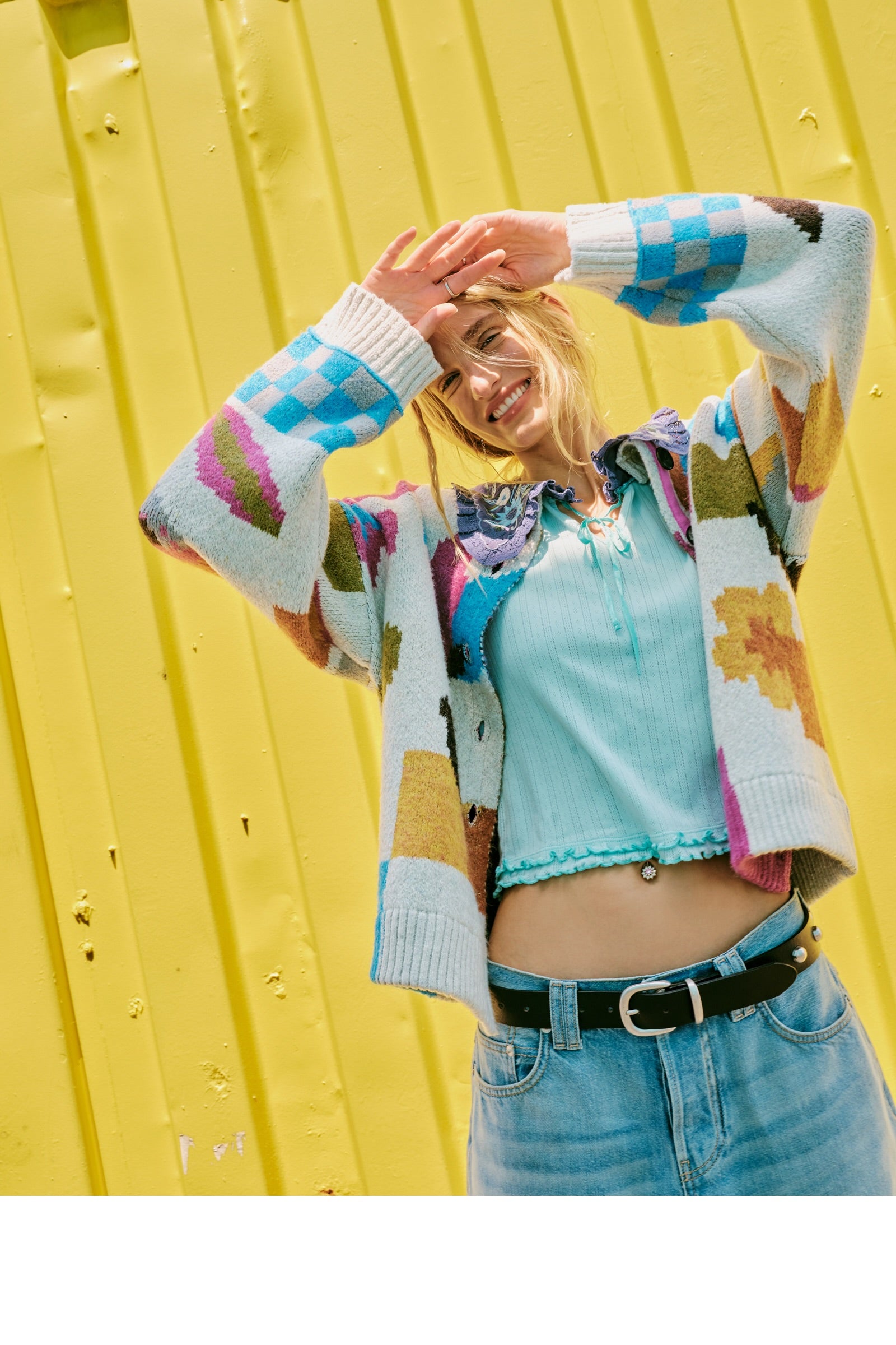 FREE PEOPLE TULIP WHIRL CARDIGAN - IVORY COMBO