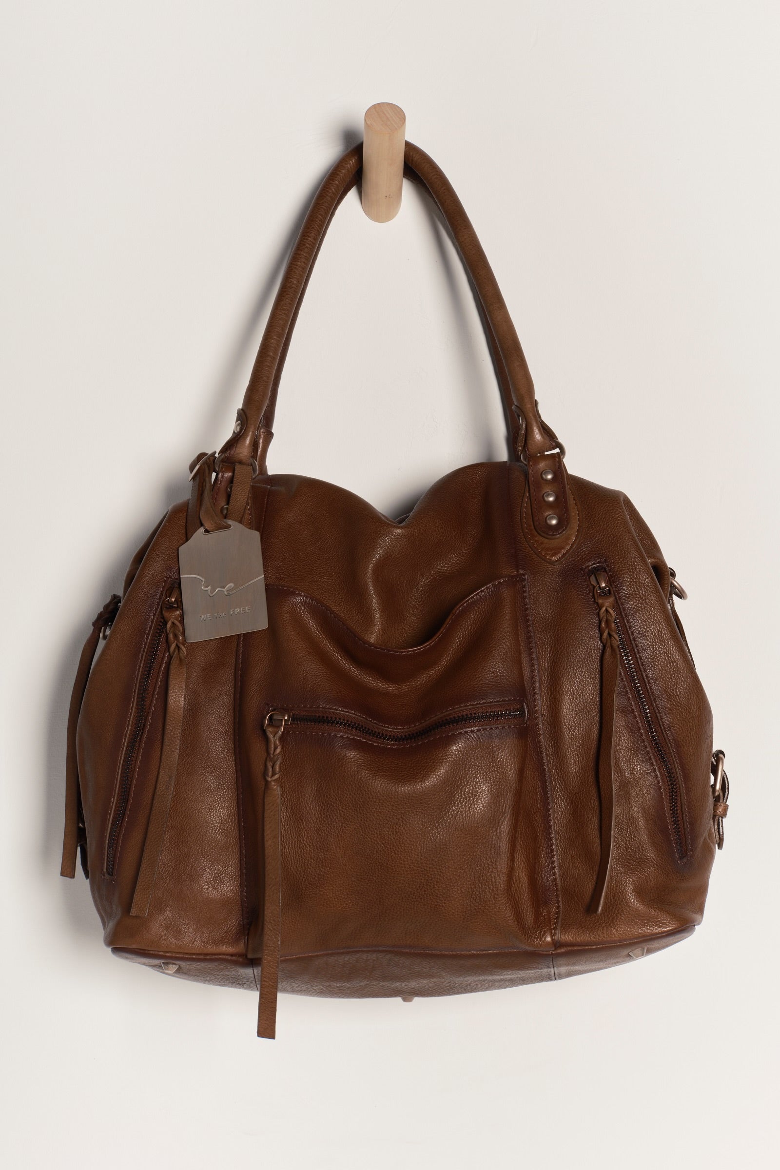 FREE PEOPLE EMERSON LEATHER TOTE - ESPRESSO