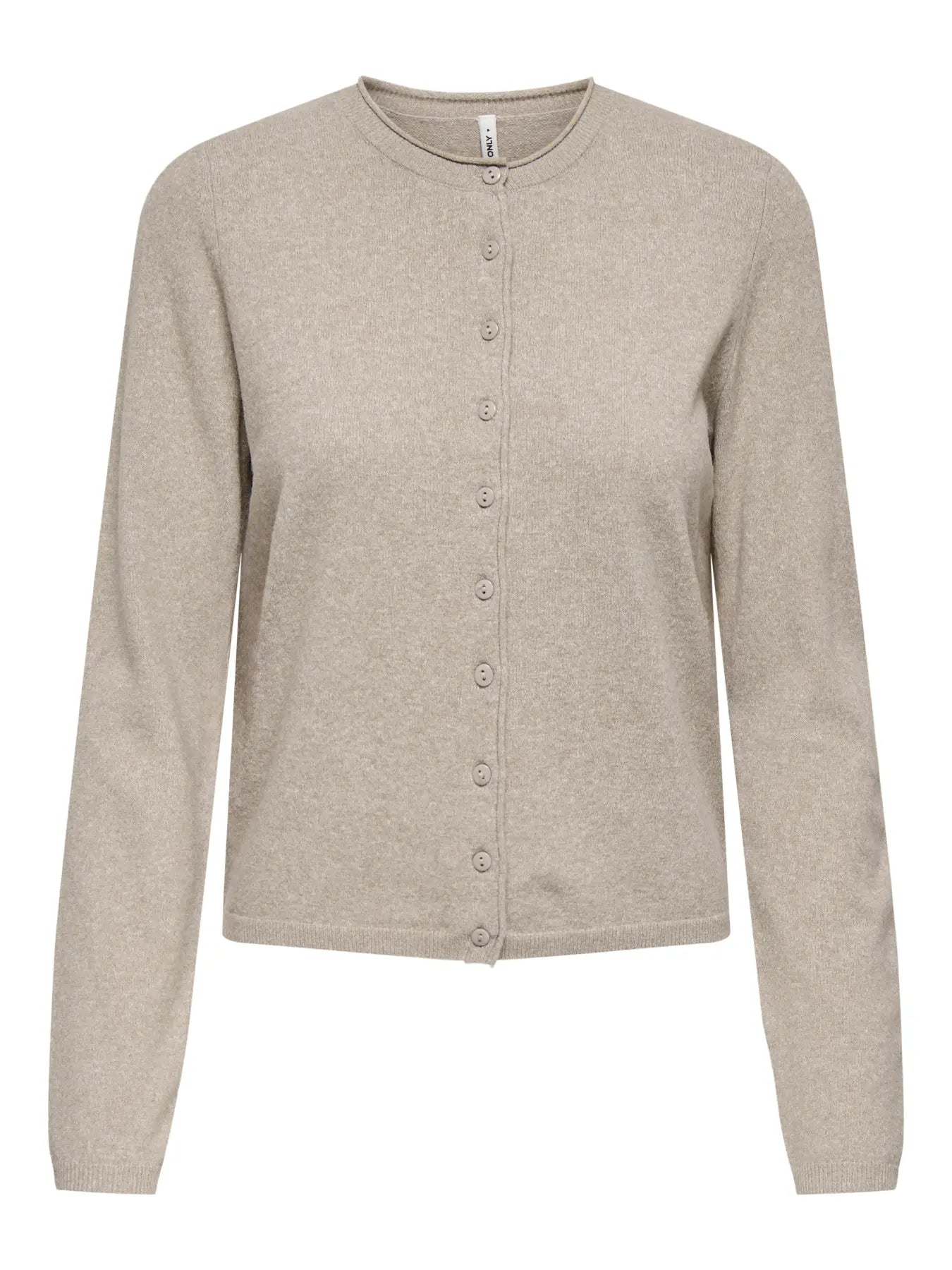 ONLY LOYAL O NECK CARDIGAN - BEIGE