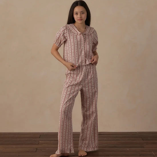 RYLEE + CRU TEENS RUFFLE PAJAMAS SET - CANDY CANE STRIPE