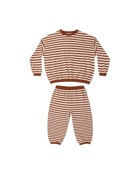 RYLEE + CRU RELAXED SET - BRICK STRIPE