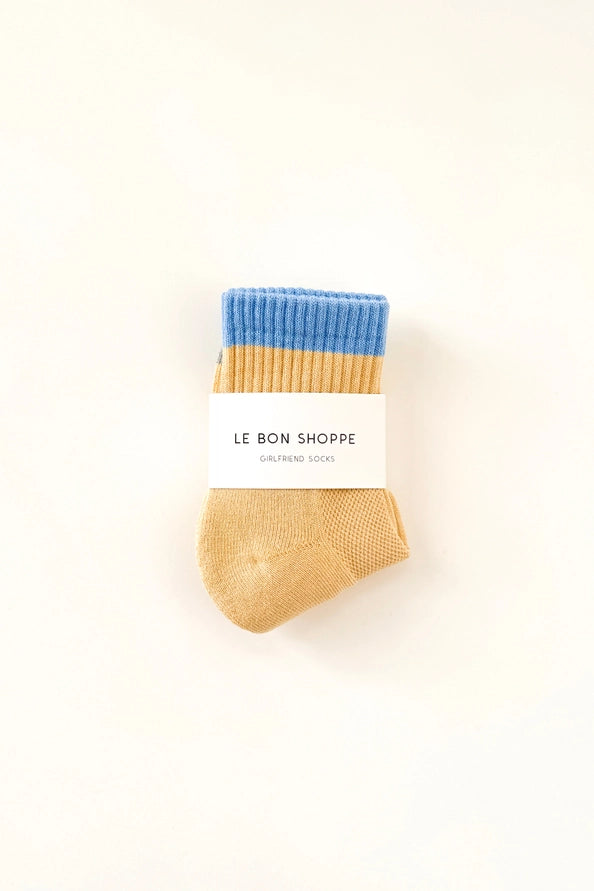LE BON SHOPPE COLOR BLOCK GIRLFRIEND SOCKS - YELLOW BLUE