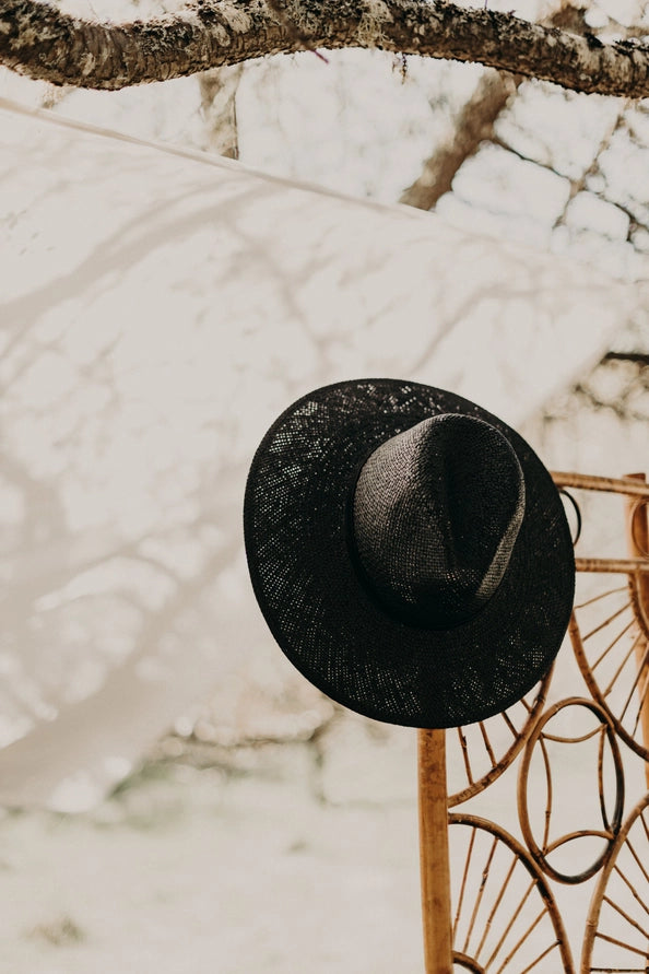 WEST VON BLAKE PAPER STRAW HAT - BLACK