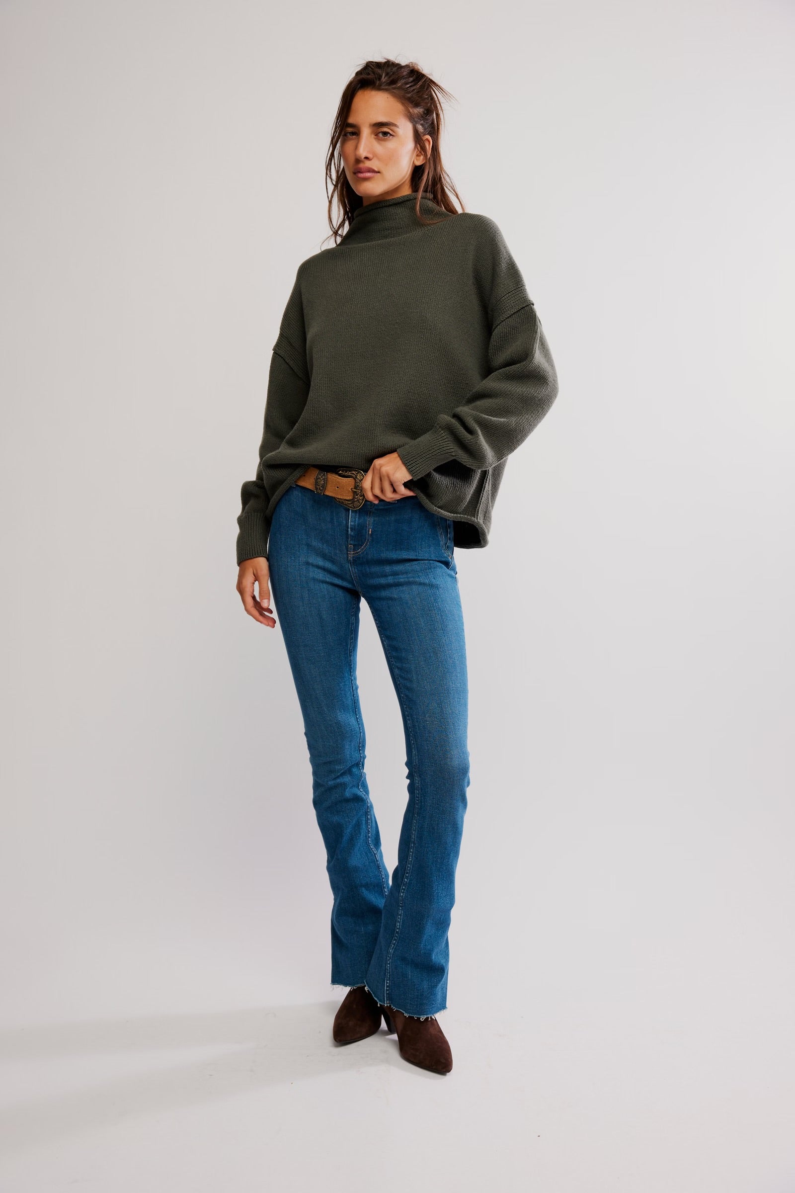 FREE PEOPLE TORRES ROLL NECK - ARMY