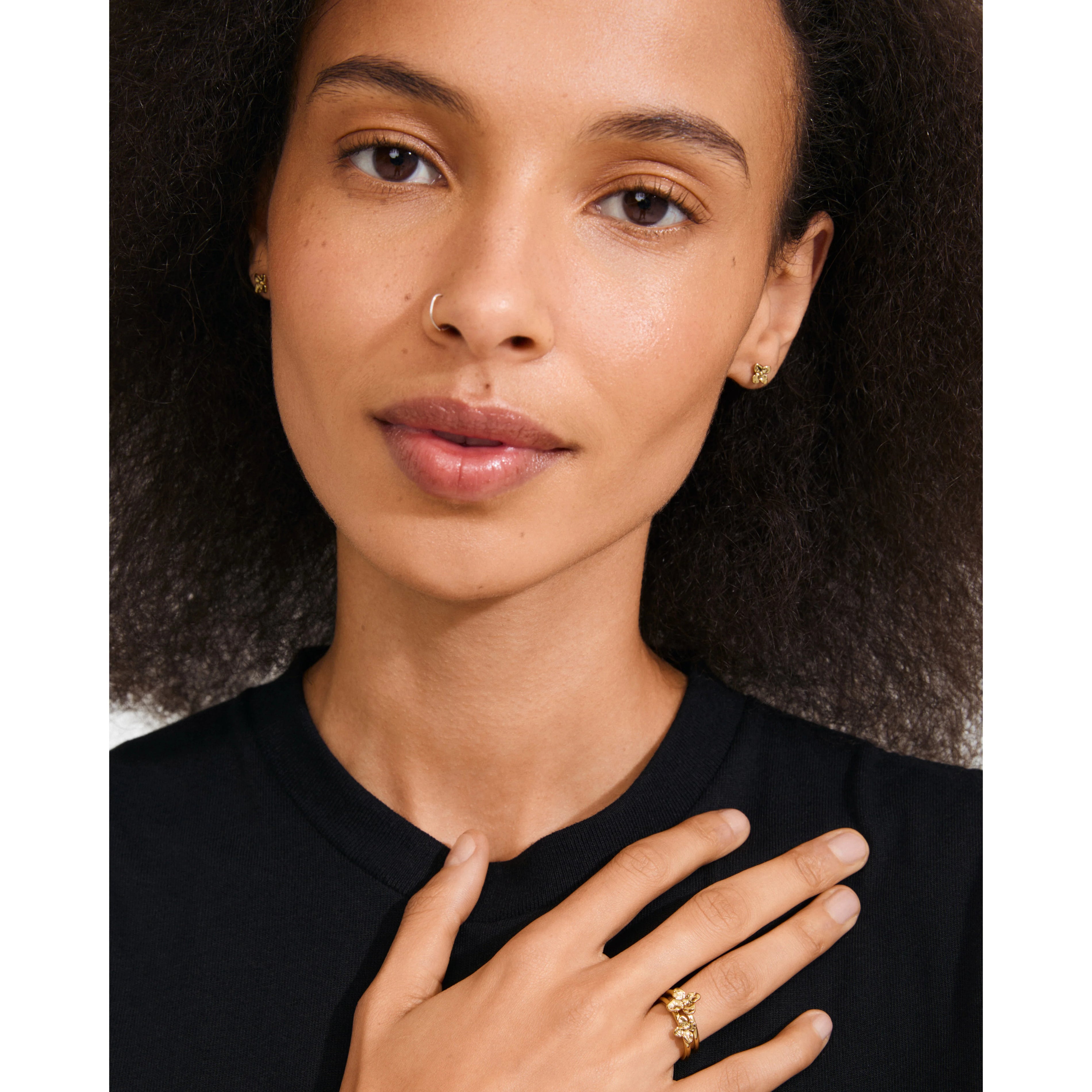 PILGRIM SANINE GIFT SET ( RINGS + EAR STUDS ) - GOLD
