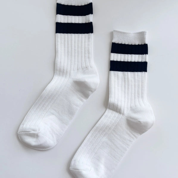 LE BON SHOPPE HER SOCKS VARSITY - WHITE BLACK