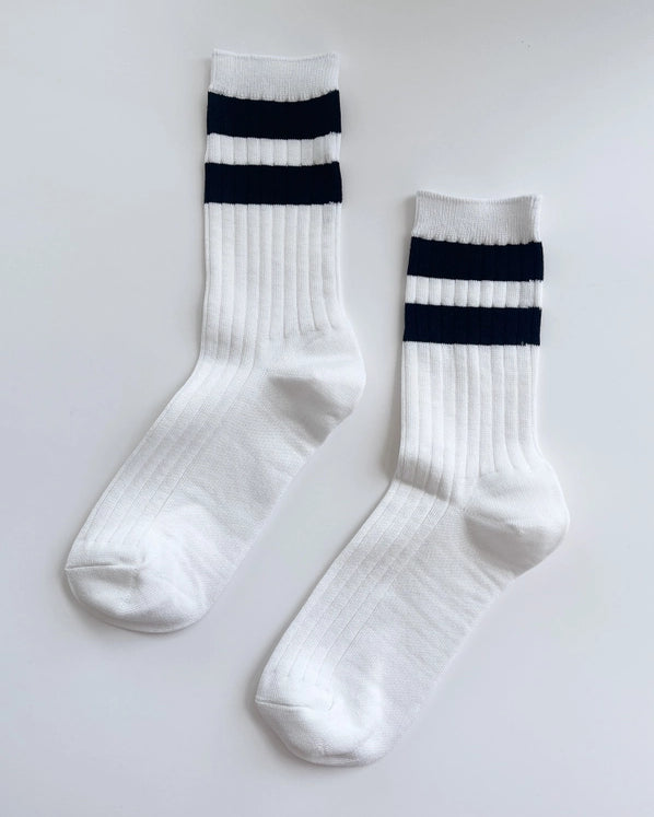 LE BON SHOPPE HER SOCKS VARSITY - WHITE BLACK
