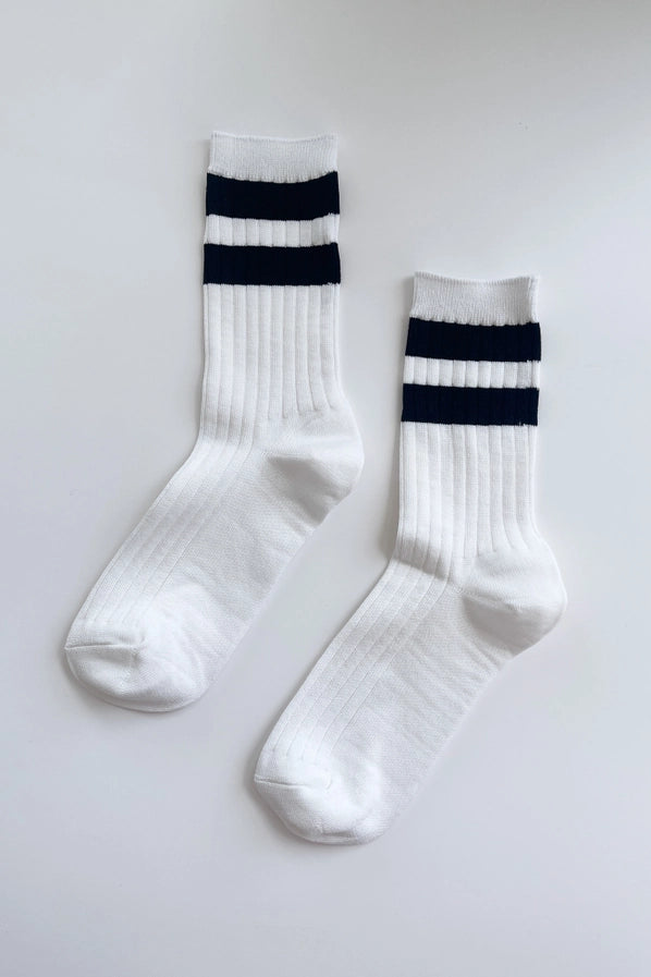 LE BON SHOPPE HER SOCKS VARSITY - WHITE BLACK
