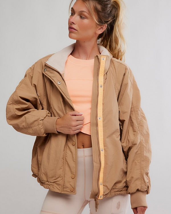 FREE PEOPLE FIELD TRIPPER JACKET - LIGHT CAMEL COMBO