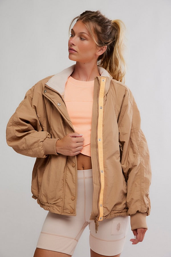 FREE PEOPLE FIELD TRIPPER JACKET - LIGHT CAMEL COMBO