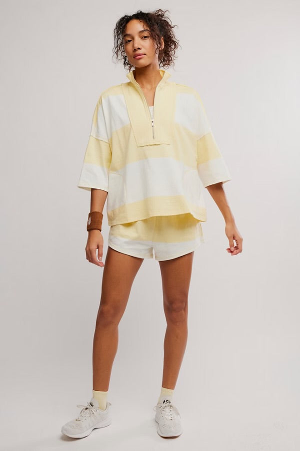 FREE PEOPLE RETRO RUGBY SHORTS SET - SUNLIT YELLOW