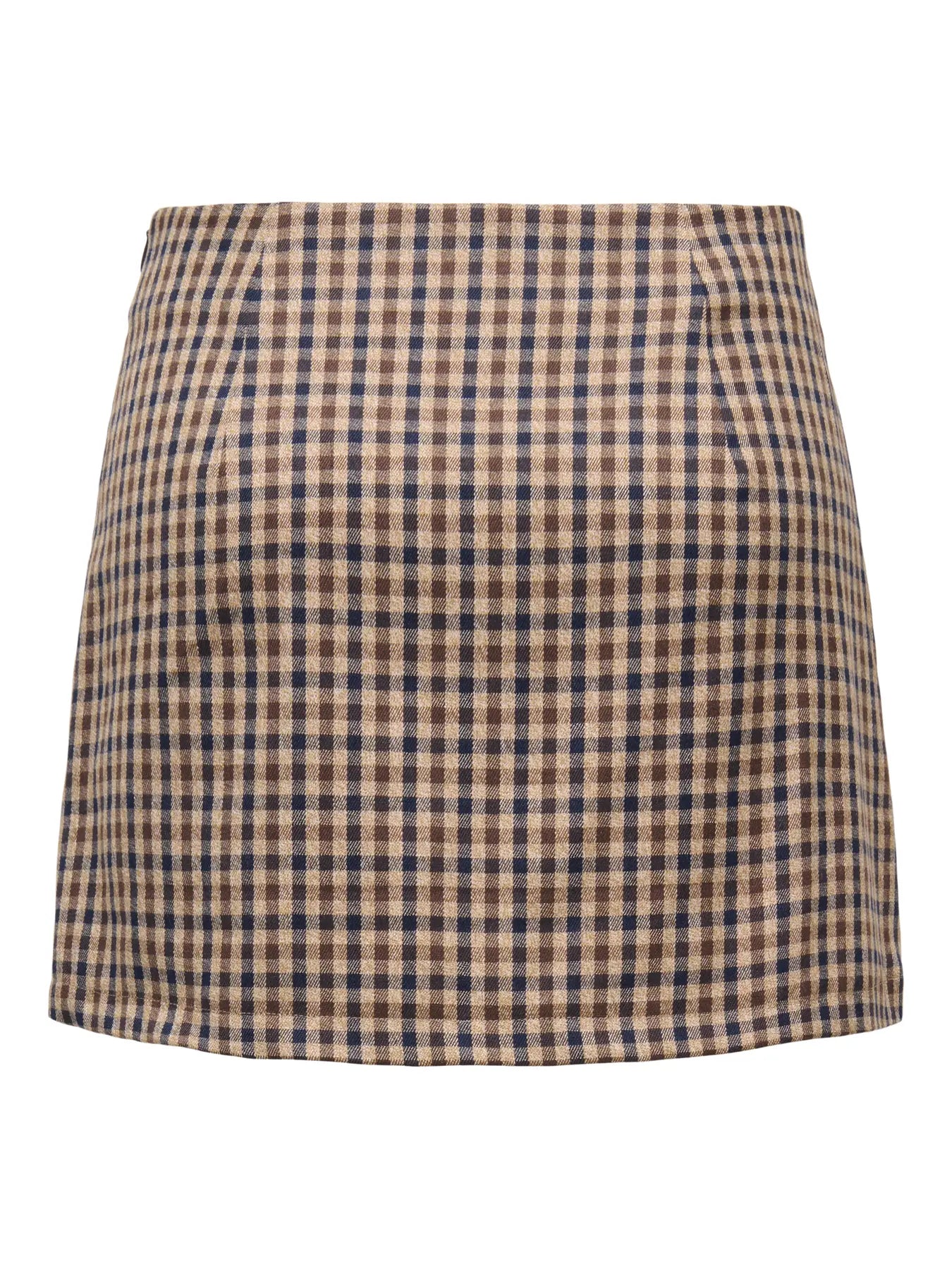 ONLY VIOLETTA CHECK SLIT SKIRT - COFFEE BEAN CHECKS