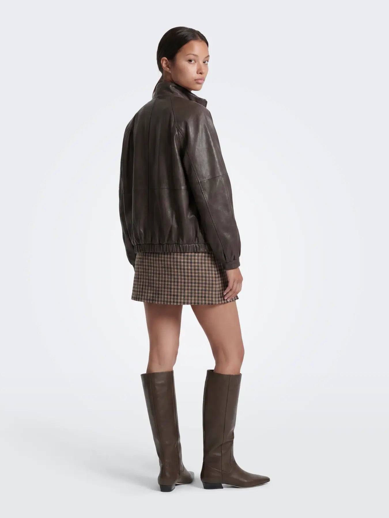 ONLY VIOLETTA CHECK SLIT SKIRT - COFFEE BEAN CHECKS
