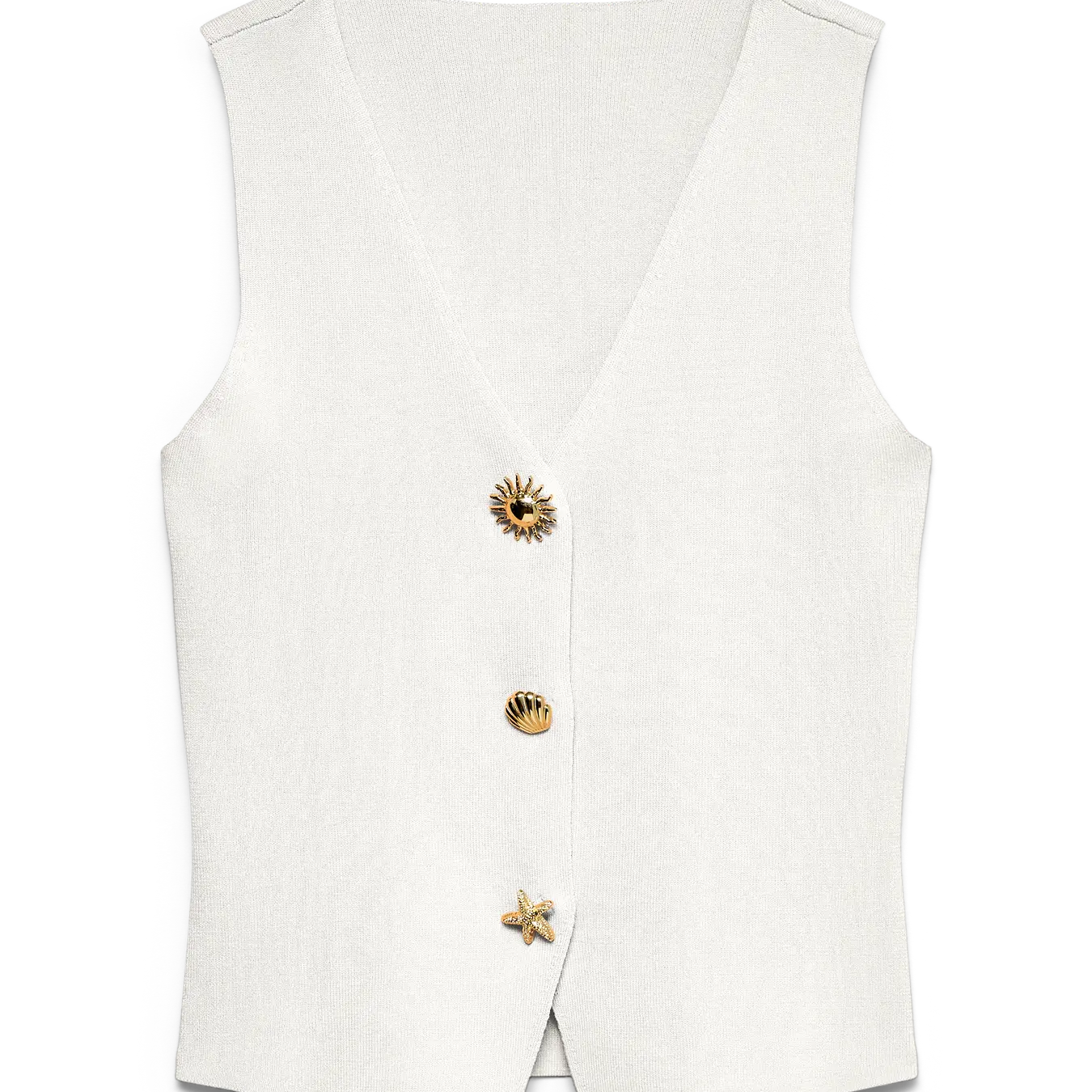 VM KYLIE V NECK VEST - WHITE