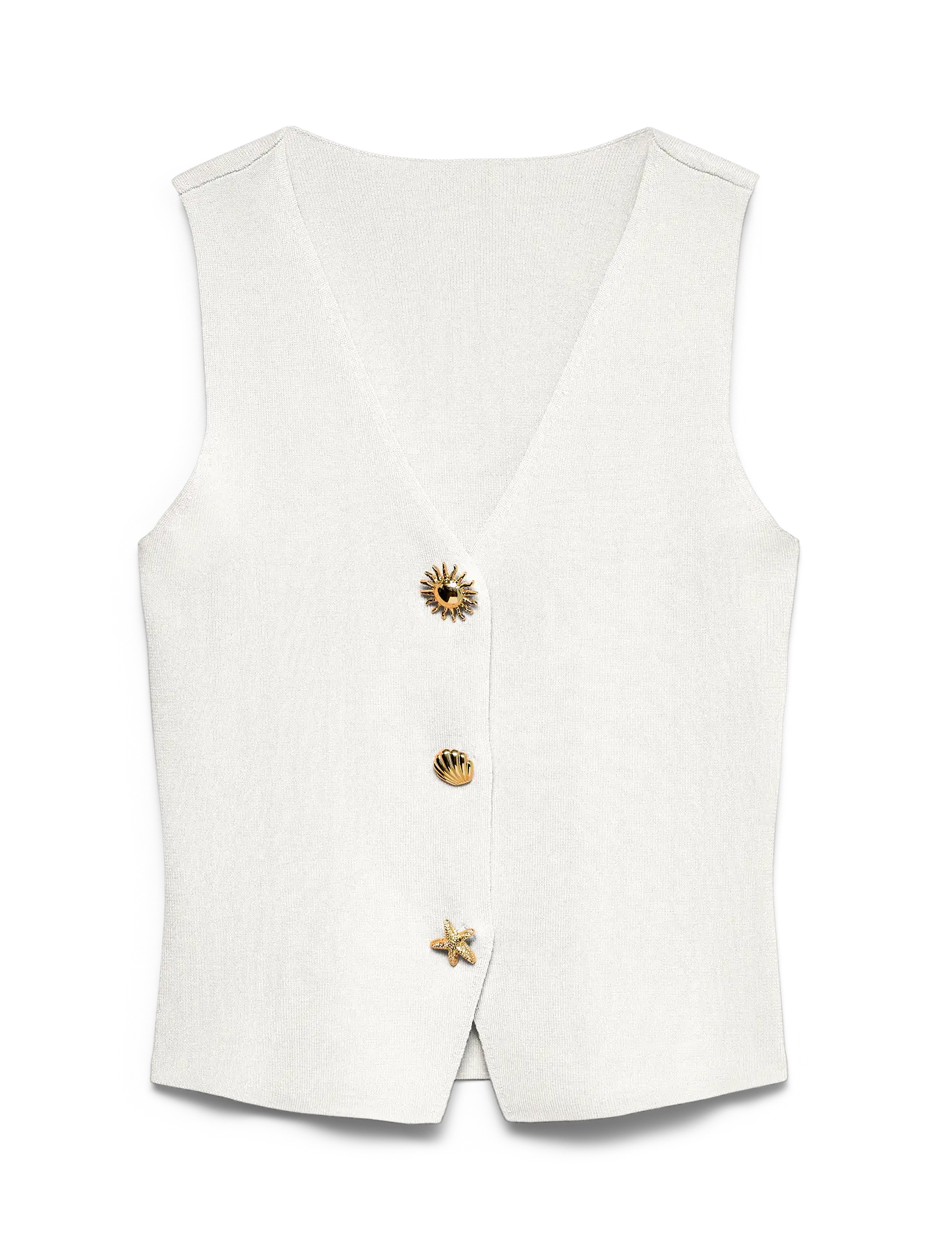 VM KYLIE V NECK VEST - WHITE
