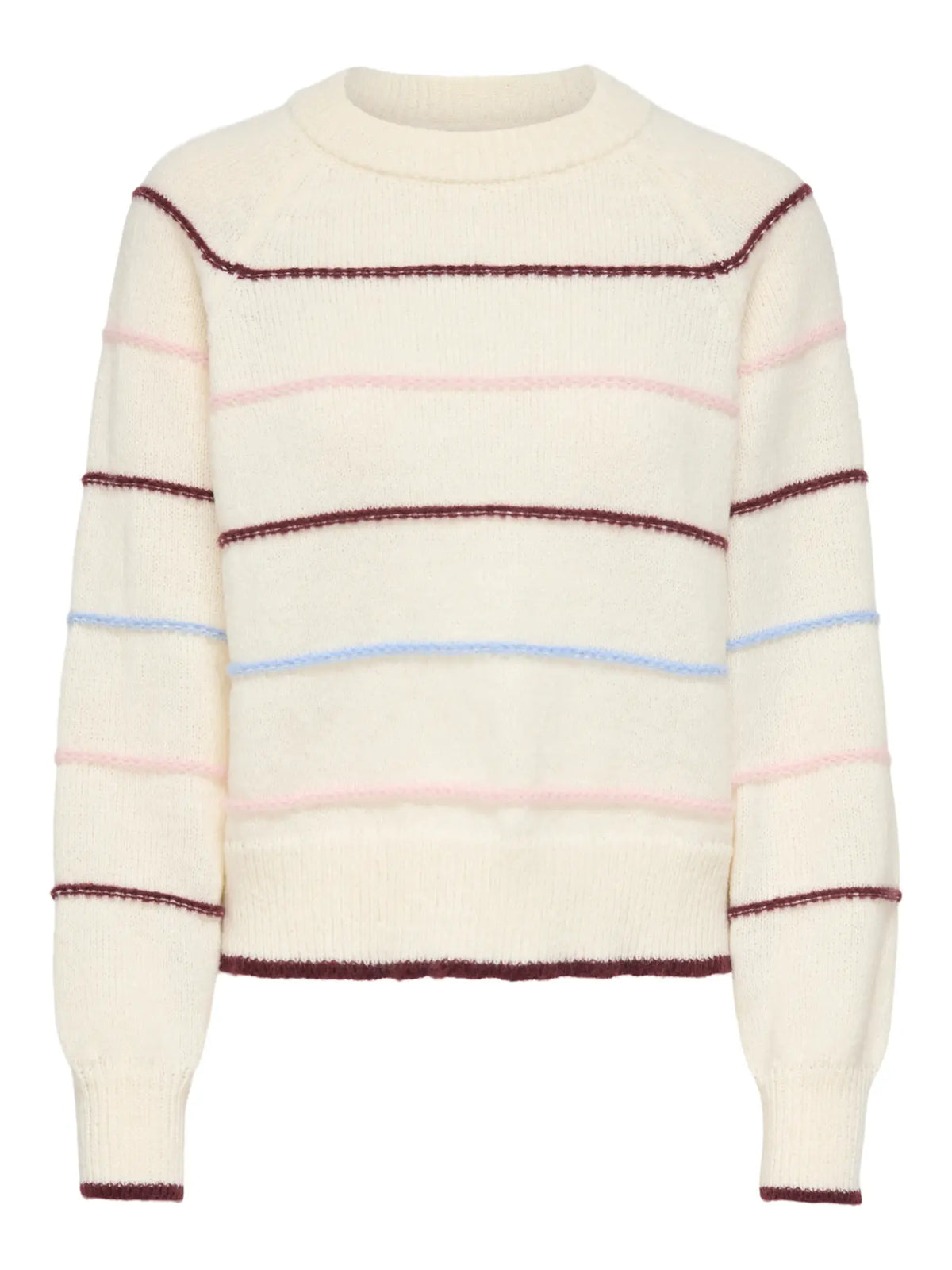 ONLY ADORA O NECK PULLOVER - BIRCH STRIPES