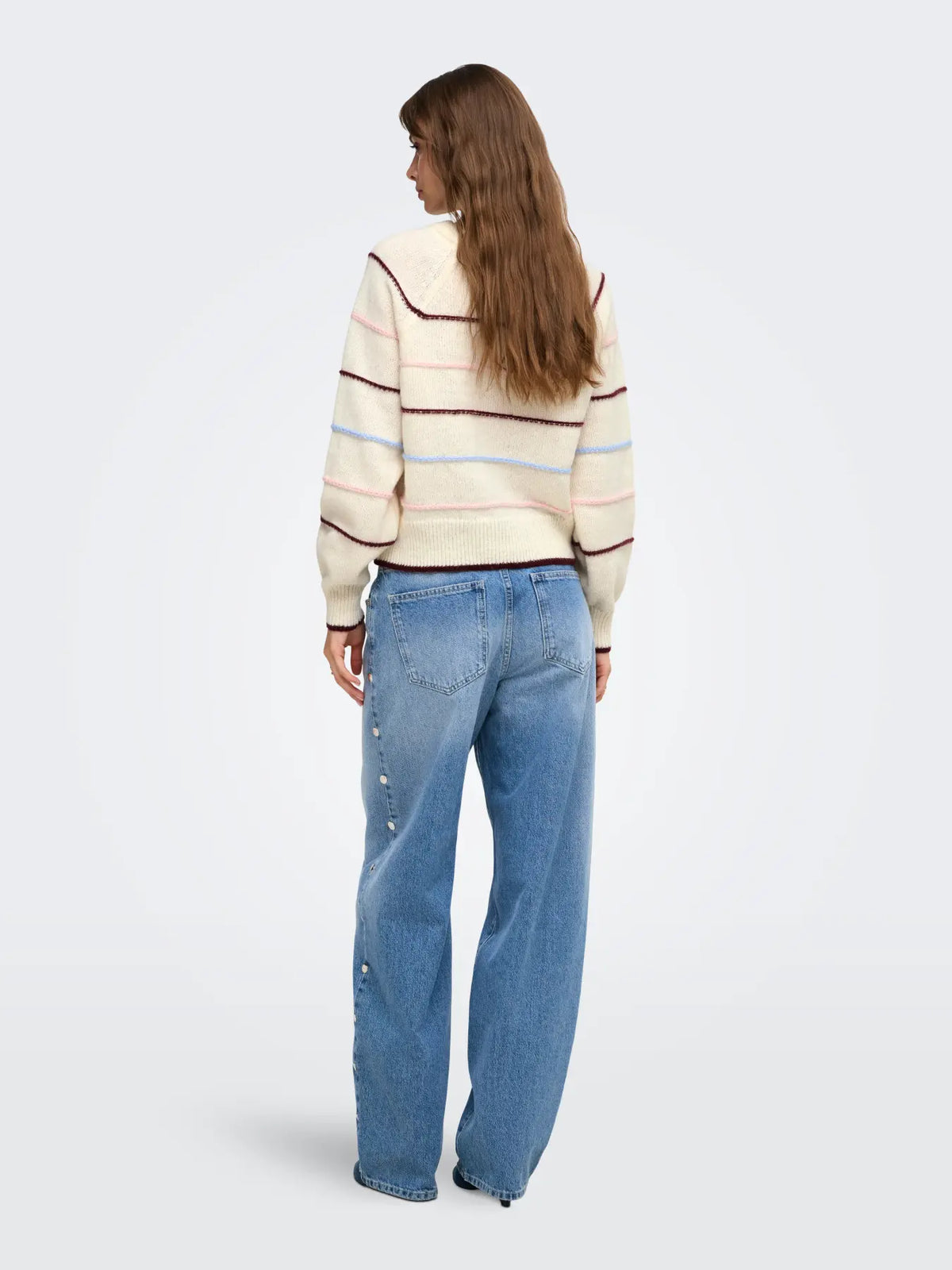 ONLY ADORA O NECK PULLOVER - BIRCH STRIPES