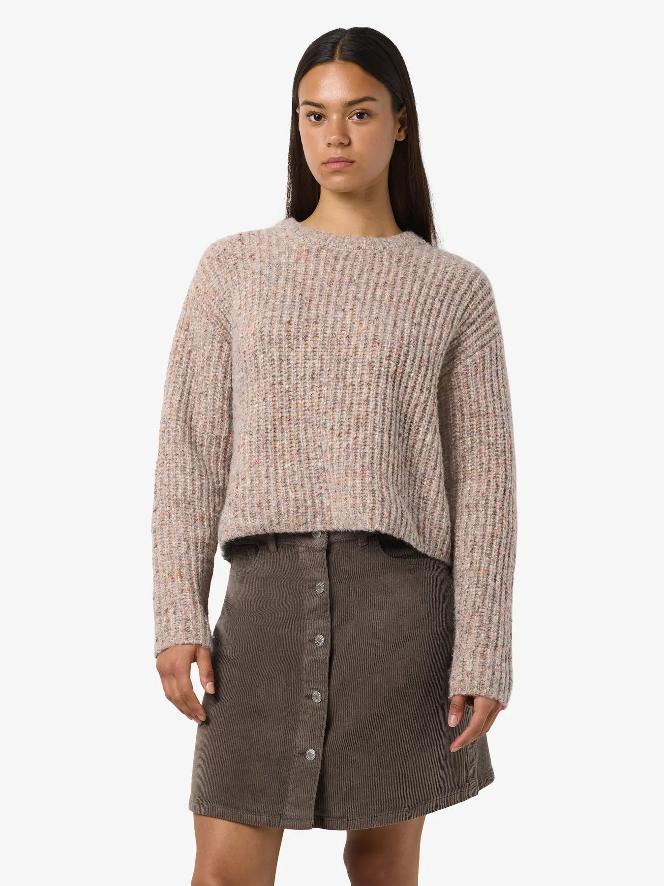 NM MARL O NECK KNIT SWEATER - LIGHT GREY MELANGE