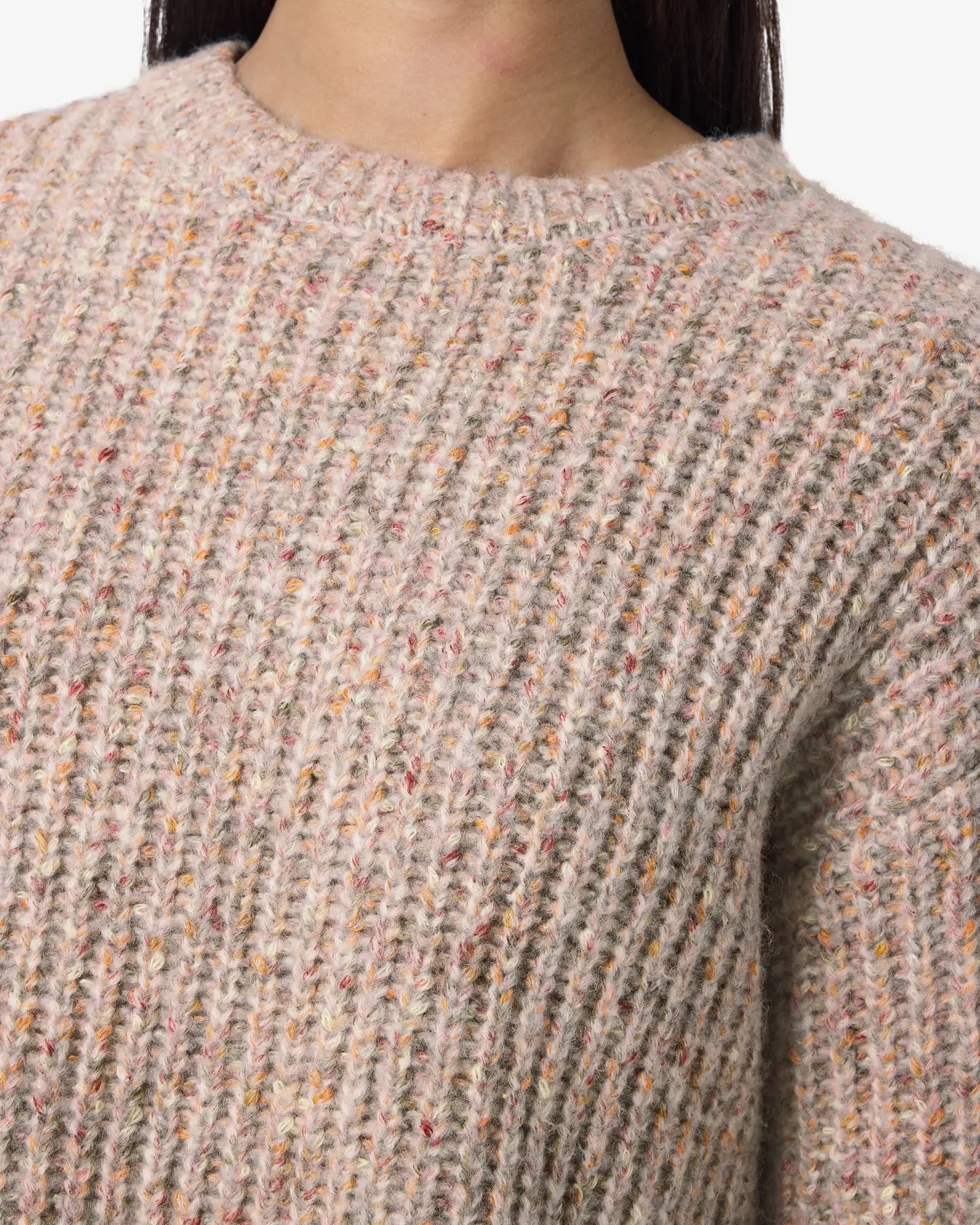 NM MARL O NECK KNIT SWEATER - LIGHT GREY MELANGE