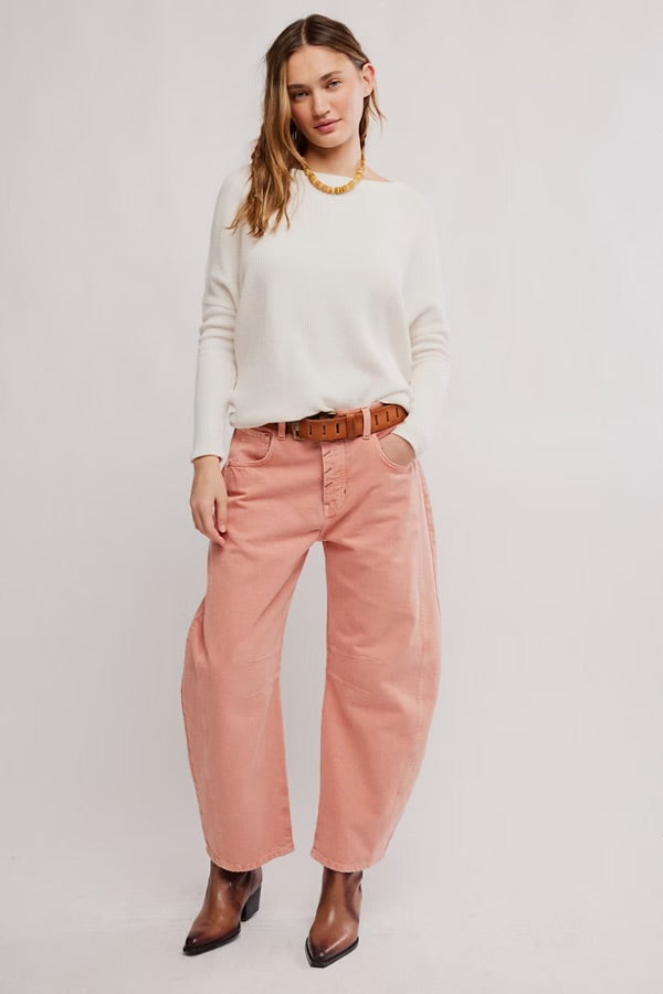 FREE PEOPLE GOOD LUCK BARREL PANT - DESERT PETAL