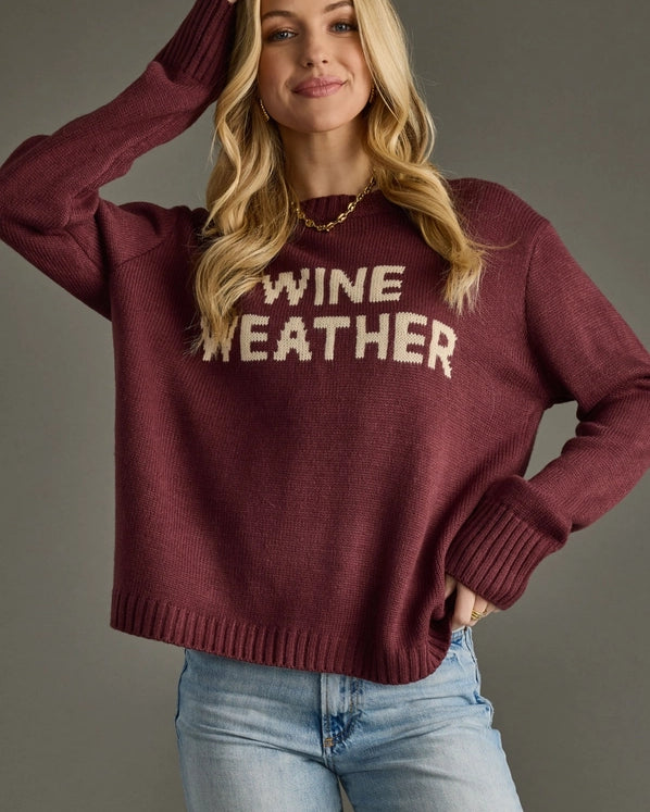 WINE WEATHER KNIT SWEATER - BURGUNDY