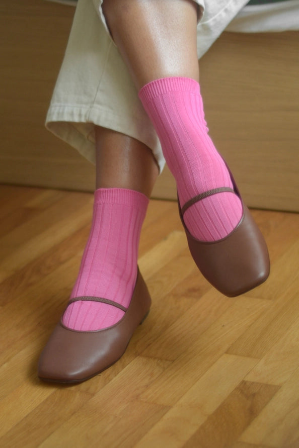 LE BON SHOPPE HER SOCKS - BRIGHT PINK