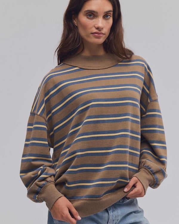 FREE PEOPLE PALM SPRING TURTLE PULLOVER - ARMY COMBO