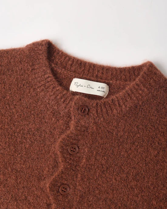 RYLEE + CRU SCALLOP CARDIGAN - BRICK