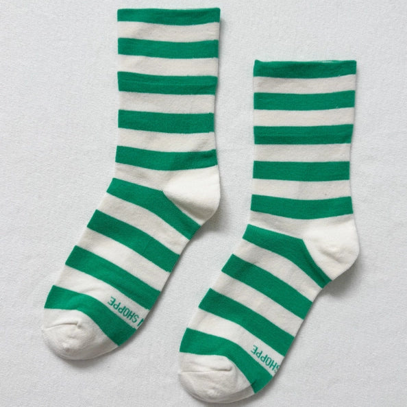 LE BON SHOPPE WALLY SOCKS - WIDE GREEN STRIPE
